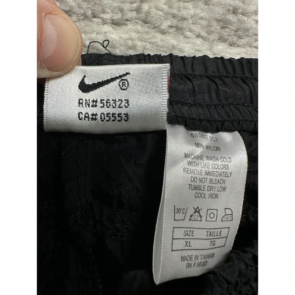 Nike Track Pants Mens XL Black Vintage Nylon Windbreaker Joggers Swish Zip Y2K